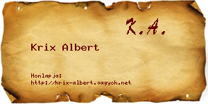 Krix Albert névjegykártya